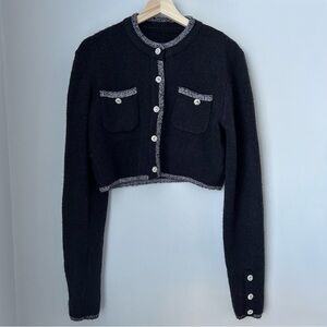 Dressed Sicile Cropped Cardigan with Silver Trim